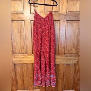 Natural Life Boho Red Flared Floral Jumper XL